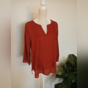 Chance R Autumn Orange v-neck blouse